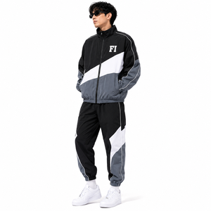 Chaqueta de poliéster vintage personalizada de alta calidad, resistente al viento, con tela tejida de estilo urbano, conjunto de chaqueta y pantalones cortos de béisbol para hombre. - Product Image 2