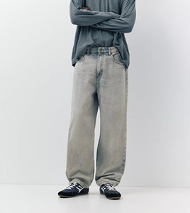 Wholesale Men's High Waist Soft Denim Wash Athletic Fit Casual Jeans Straight Slim Baggy Pants For Men <b>Clothes</b> High Quality - Product Image 1