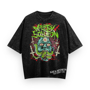 T-shirts en coton tricoté surdimensionnés pour hommes, logo frontal, col rond, manches courtes, coupe ample, streetwear, respirant, écologique - Product Image 6
