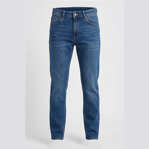 Jean en denim délavé coupe droite pour homme, taille haute, coupe slim, en coton, style décontracté automne - Product Image 2