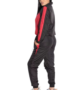 Chándal Deportivo para Mujer, Color Negro y Rojo, Cierre de Cremallera, Manga Larga, Corte Regular, Transpirable, Estilo Deportivo, Ropa de Otoño - Product Image 4