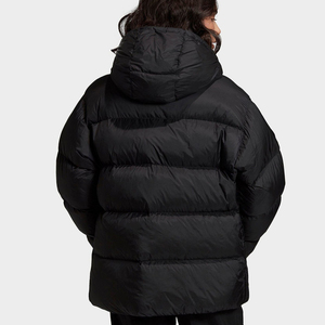 Chaqueta Acolchada Negra para Mujer, con Capucha, Manga Larga, Cierre de Cremallera, Color Sólido, Largo Regular, para Invierno - Product Image 2