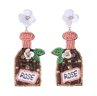 Boucles d'oreilles perlées dorées style européen et américain, design Rose Win White, pour fêtes, vente en gros, accessoires vestimentaires bohèmes occidentaux