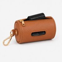 Pochette distributrice de sacs à déjections canines en cuir PU de luxe avec logo personnalisé et clip métallique, support portable pour sacs à déjections animales
