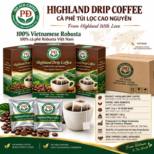 Café Robusta Vietnamita Premium, Cafeinado, Tueste Medio, Amargo, Molido, en Bolsas de Filtro de Inmersión, 15g X 10 Bolsas, OEM, Café de Marca Privada - Product Image 4
