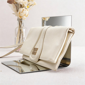 Luxury <b>Mirror</b> Stainless Steel Handbag Display Stand L-Shaped <b>Tabletop</b> Purse Holder Rack for fashion shop store - Product Image 1