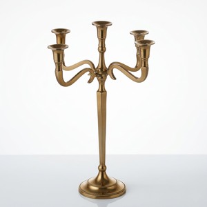 Antique Gold 5-Arm Candelabra Eco-friendly Metal Candle Holder for Wedding Centerpieces and Home <b>Table</b> <b>Decor</b> - Product Image 1