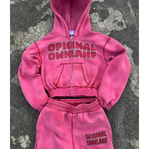 Chándal con capucha y cremallera de diseño personalizado con pedrería para mujer - Product Image 4