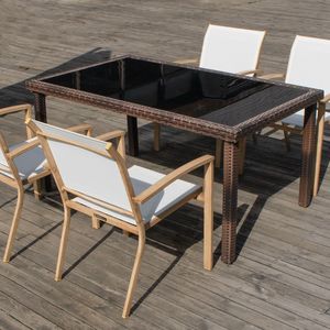 Set di 4 Sedie da Pranzo Impilabili in Ferro Battuto con Braccioli, Tessuto Textilene, per Interni/Esterni, Arredamento da Patio - Product Image 3