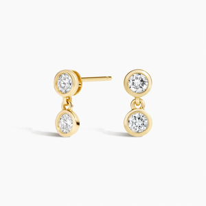 Women's Yellow Gold Diamond <b>Stud</b> <b>Earrings</b> Round Brilliant Cut G Color lab grown Diamonds Classic Everyday Wear - Product Image 1
