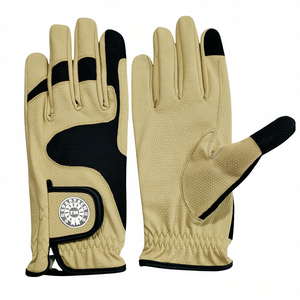 Gants d'équitation pour femmes en similicuir de couleur unie avec logo et couleur personnalisés, fermeture auto-agrippante, accessoires équestres - Product Image 2
