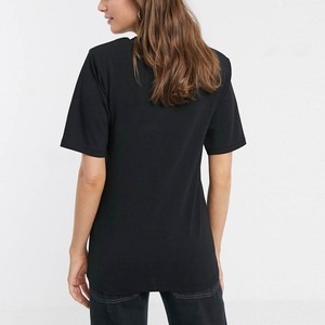 Camiseta de Algodón para Mujer con Hombreras, Elegante, Color Sólido, Estampado Personalizado, Informal, Transpirable, Venta al por Mayor en China, OEM, ODM - Product Image 5