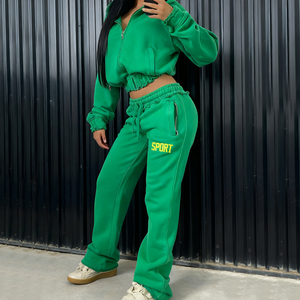 Sudadera con Capucha y Pantalones Cortos Personalizados para Mujer, Térmicos, Gruesos, 500 GSM 350 GSM, de Poliéster/Algodón, con Forro Polar, Bordados, Talla Grande - Product Image 1