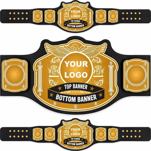 Ceinture de championnat de lutte personnalisée en cuir PU blanc avec plaque dorée et espace pour logo, fabrication artisanale sur mesure. - Product Image 2