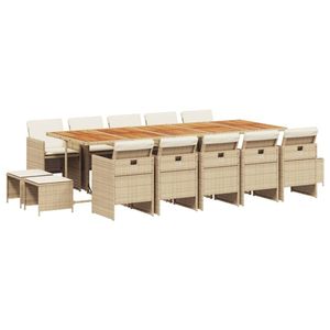 Ensemble de salle à manger de jardin beige et marron 10 places en osier, mobilier d'extérieur résistant aux intempéries, style contemporain - Product Image 2