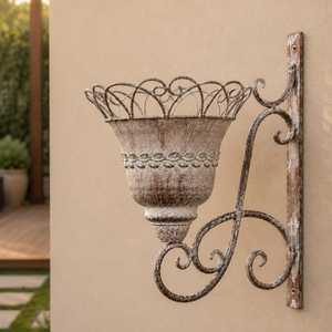 Vintage Wall Mounted Iron Metal Planter Decorative <b>Hanging</b> Flower Pot Rustic Durable Eco-Friendly Home Outdoor Indoor <b>Garden</b> Use - Product Image 5