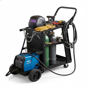 Chariot de soudeur robuste à 3 niveaux avec rangement pour bouteilles de gaz, plateau à outils, plateforme pour machine à souder et roulettes pivotantes GAR050 - Product Image 4