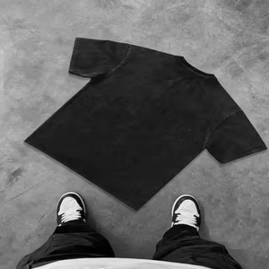 T-shirts personnalisés à col rond surdimensionnés en coton épais délavé à l'acide pour hommes, style streetwear décontracté, 100 % coton - Product Image 2
