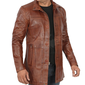 Manteau long en cuir pour homme, prêt pour l'hiver - Écologique, imperméable, respirant, durable, texture douce, confortable, élégant, mode streetwear - Product Image 2