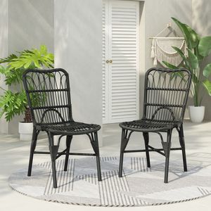 Set di 2 Sedie da Pranzo in Rattan PE per Esterni, Ideali per Giardino, Bordo Piscina, Colore GRIGIO - Product Image 1