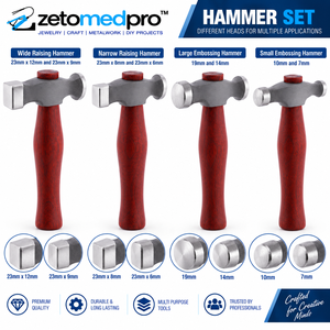 Marteau à embosser large et étroit, grand et petit, 23mm x 12mm, 23mm x 9mm, 23mm x 8mm, 23mm x 6mm ZetomedPro - Product Image 5