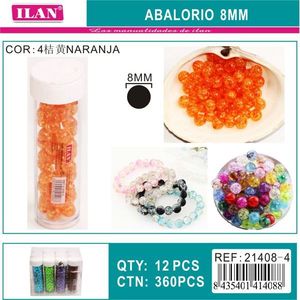 Perline arancioni craquelé da 8 mm di Ilan Abalorio per la creazione di gioielli - Product Image 3