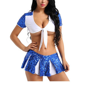 Uniforme de Animadoras para Niñas con Diseño de Transferencia Térmica, Conjunto de Sujetador Deportivo y Pantalones Cortos para Equipos de Animación y Baile - Product Image 1