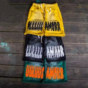 Pantalones cortos personalizados con logotipo de parche bordado de verano lavados con piedra, pantalones cortos desgastados Vintage para correr lavados con ácido - Product Image 1