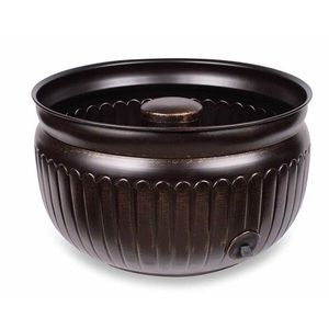 Pot de rangement pour tuyau d'arrosage en bronze foncé côtelé avec poteau central, organisateur décoratif de tuyaux d'eau pour extérieur - Product Image 1