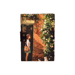 A5 Cafe Street Aesthetic Handmade Paper Notebook <b>Lock</b> Diary Vintage City Illustration Journal Eco Friendly Premium Writing Book - Product Image 2