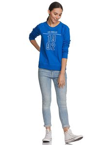 <span class=keywords><strong>Felpa</strong></span> Blu da <span class=keywords><strong>Donna</strong></span> con Collo Tondo, 100% Cotone, Logo Stampato sul Davanti <span class=keywords><strong>Los</strong></span> <span class=keywords><strong>Angeles</strong></span> 1992, Vestibilità Regolare, Abbigliamento Casual Autunnale - Product Image 2