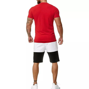 High Quality Knitted 100% Cotton <b>T</b>-<b>Shirt</b> Short Sleeve Crew Collar Set Men Summer Wear Breathable Fast Drying Casual <b>Shirt</b> Shorts - Product Image 2