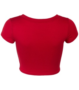 Crop top de yoga personnalisé avec logo, t-shirt pour femme, crop top hautement élastique, t-shirt blanc, crop tops pour femmes - Product Image 3