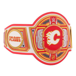 Ceinture de championnat de lutte professionnelle personnalisée en cuir, inspirée des Calgary Flames, à taille haute, avec plaques métalliques premium pour les fans - Product Image 2