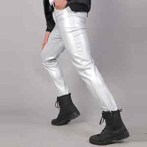 Pantalones de Cuero para Hombre, Estilo Vintage, Corte Regular, Cintura Alta, Frente Plano, con Cordón Ajustable, Transpirables, Tecnología POWER DRY, al Mejor Precio - Product Image 1