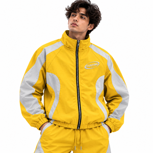Custom High Street <b>Vintage</b> <b>Windbreaker</b> Mens Nylon Jacket Full Zip Two Tone Panel Polyester Windproof Athletic Apparel - Product Image 5