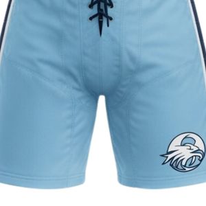 Men <b>Light</b> Blue Sublimated Ice Hockey V <b>Neck</b> Striped Jersey Shorts Set Polyester Sports Clothing Match Training Performance Wear - Product Image 4