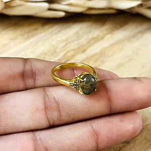 Hot Selling <b>Dainty</b> Solitaire Labradorite <b>Ring</b> Boho Brass <b>Rings</b> for Women 18k Gold Plated Minimal Crown <b>Ring</b> Wholesale/OEM/ODM - Product Image 3