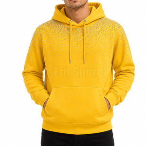 100% Cotton Solid Winter <b>Rhinestone</b> <b>Hoodies</b> for Men Regular Fit Regular Sleeves Fashion Wear - Product Image 3