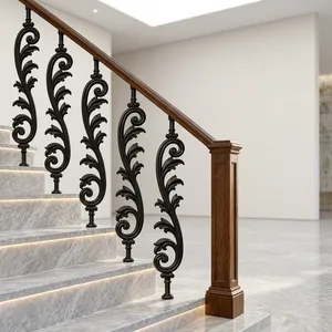 Balustre victorien en fonte noire à motifs floraux pour garde-corps d'escalier - Product Image 6