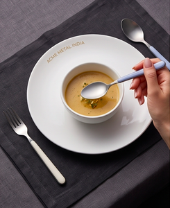 Ensemble de couverts minimalistes ACME en acier inoxydable avec manche en bois, finition dorée PVD, résistant à la rouille, pour mariage, fête et restaurant - Product Image 6