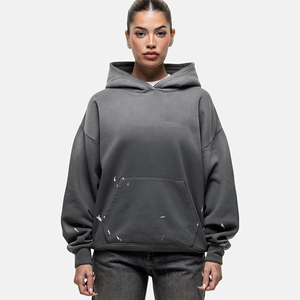 Sudadera con Capucha Extra Grande para Mujer, Color Sólido, Felpa de Algodón, con Bolsillos, Estilo Casual de Otoño - Product Image 3