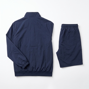 Conjunto Deportivo de 2 Piezas para Hombre, Color Azul Marino, Chaqueta y Pantalones Cortos de Poliéster de Secado Rápido, Ropa Deportiva de Primavera - Product Image 4