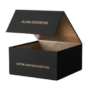 Boîte à cadeaux en papier rigide pliable magnétique de luxe de qualité supérieure, noir mat, laminage mat, doublure satinée, matériaux recyclés, logo personnalisé - Product Image 5