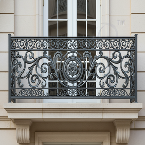 Decorative Traditional Wrought <b>Iron</b> & Cast <b>Iron</b> Balcony Railing with Ornamental Handrail for Outdoor Residential Villa Use - Product Image 3