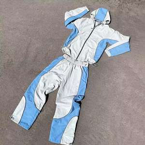 Custom Men <b>Zip</b> <b>Up</b> <b>Jacket</b> and Pants Tracksuit Set Polyester Nylon Windbreaker Sportswear with Logo OEM Manufacturer - Product Image 1