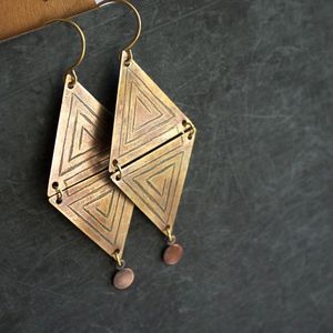 Collection de bijoux en cuivre et laiton écologiques, fabriqués à la main, de qualité supérieure, design exclusif, modèle 5, coffret cadeau d'affaires tendance - Product Image 5