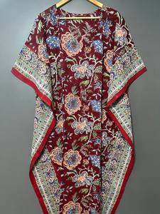 Vestido Kaftán sin Mangas de Algodón con Estampado Floral Tropical, Estilo Casual de Verano para Mujer, Inspirado en las Islas del Pacífico Asiático - Product Image 5