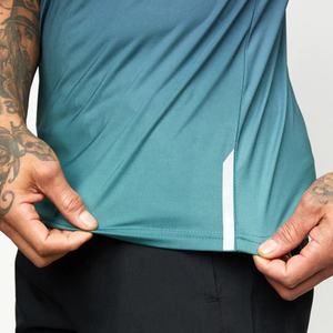 T-shirt d'été haut de gamme pour homme, coupe ajustée, avec logo personnalisé, imprimé, élastique, dégradé de couleurs, effet tie-dye ombré, respirant - Product Image 4