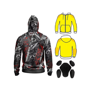 Nouvel arrivage : Sweat à capuche moto personnalisé à grand imprimé en polyester/coton, 380 GSM, coupe oversize, séchage rapide, unisexe, épais, avec 2 protections - Product Image 2